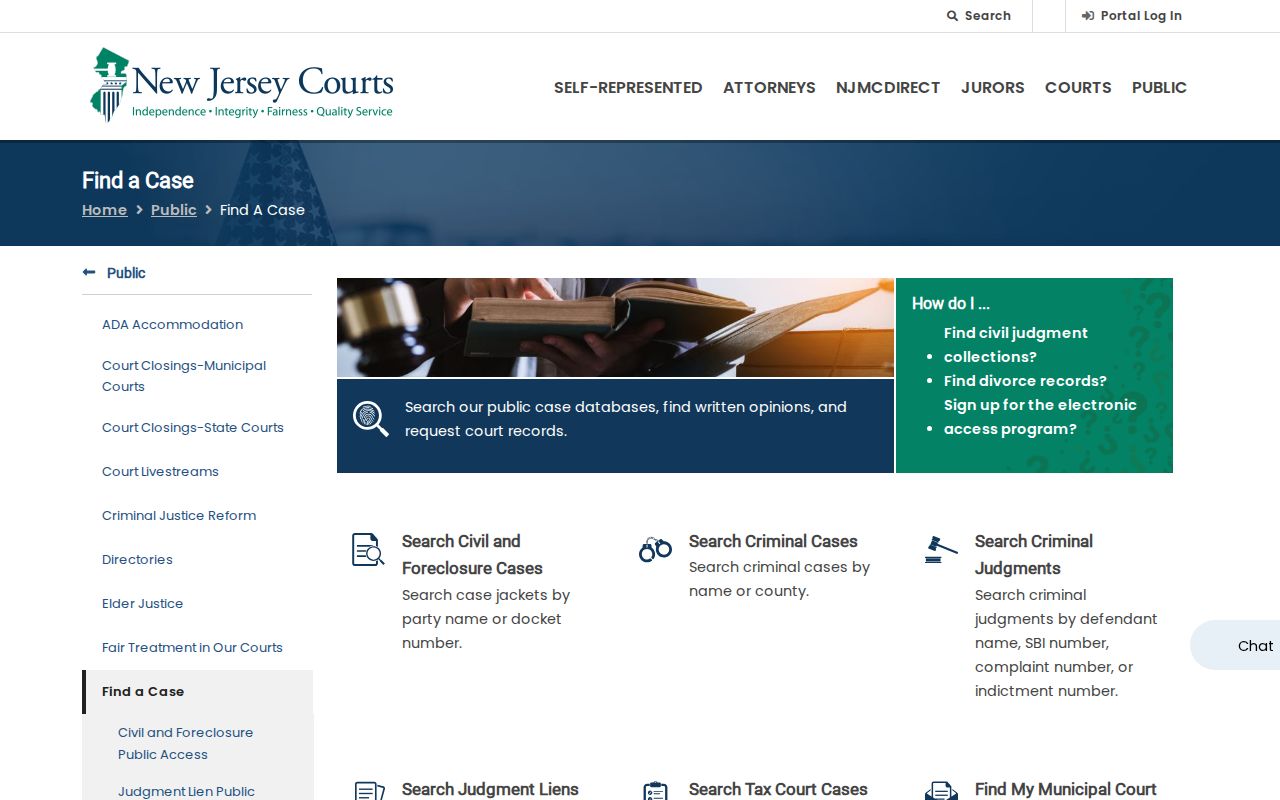 Bayonne residents directory New Jersey Courts case search